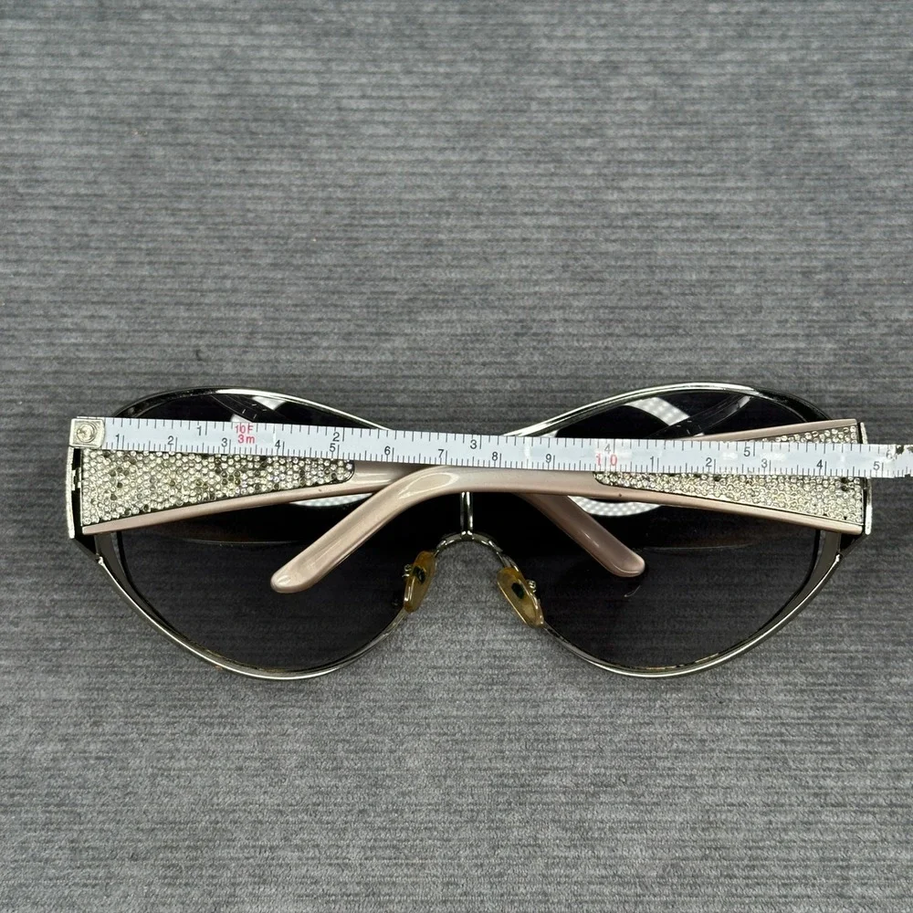Valentino 5451/S Crystal Embellished Shield Sunglasses Silver Pink Y2k